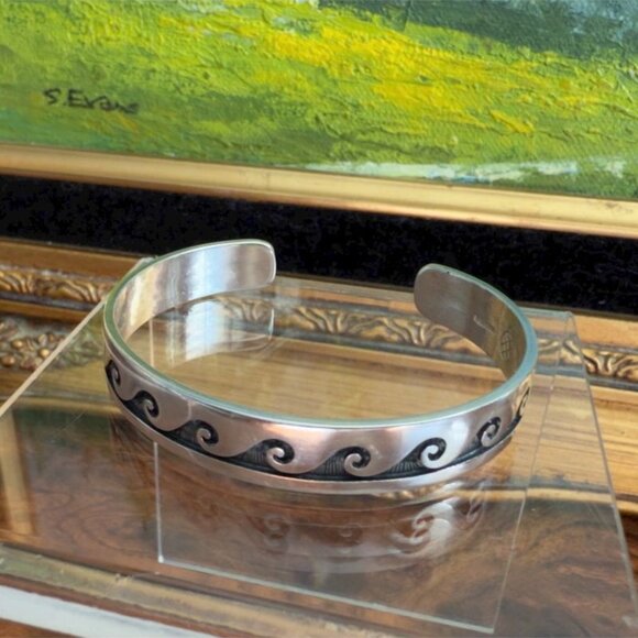 Vtg Willie Archie Talahaftewa Hopi Sterling Silver Overlay Cuff Bracelet Size 6 - Picture 3 of 11